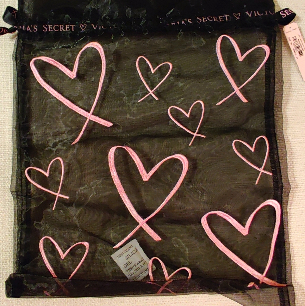 NWT Victoria's Secret Lingerie Black Mesh Bag